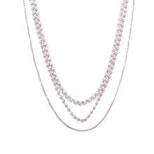 Load image into Gallery viewer, Layered Chain Link Necklace Featuring Pearl Tennis Necklace Accent

