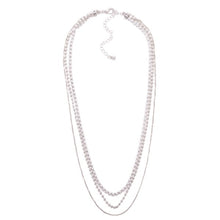 Load image into Gallery viewer, Layered Chain Link Necklace Featuring Pearl Tennis Necklace Accent
