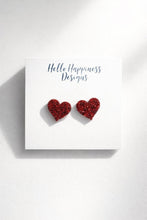 Load image into Gallery viewer, Glitter Heart Stud Hypoallergenic Earrings
