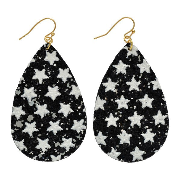 Glitter Star Teardrop Earrings