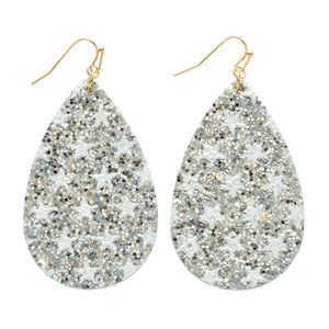 Glitter Star Teardrop Earrings