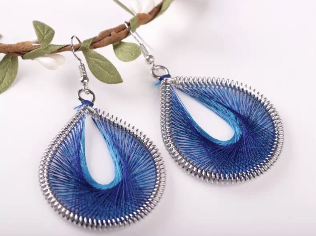 Blue String Earrings